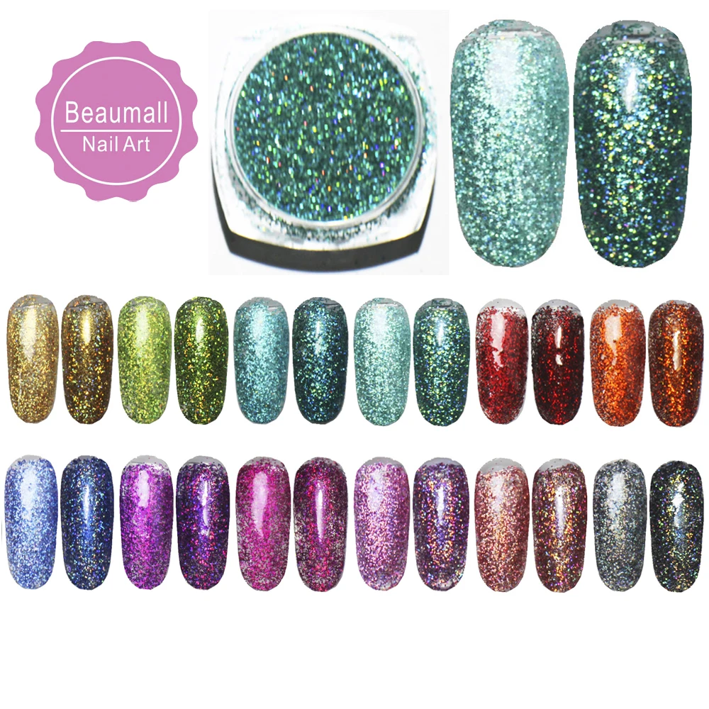 

2g/pot, 0.2mm (1/128 008) Holographic Acrylic Laser Glitters Powder Dusts Chrome Pigments For Nail ,Tattoo Art Decorations