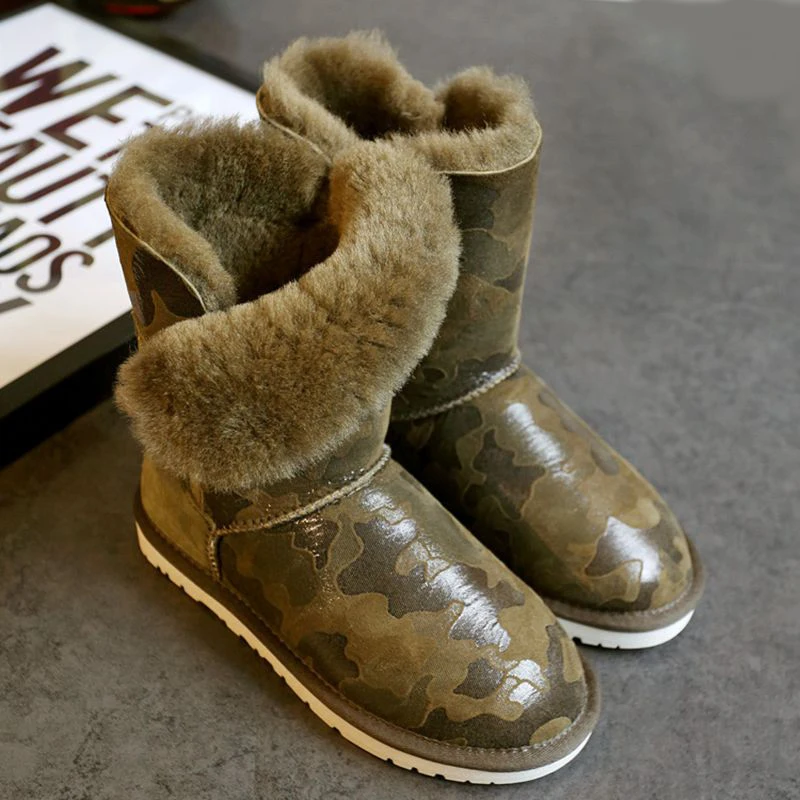 green sheepskin boots