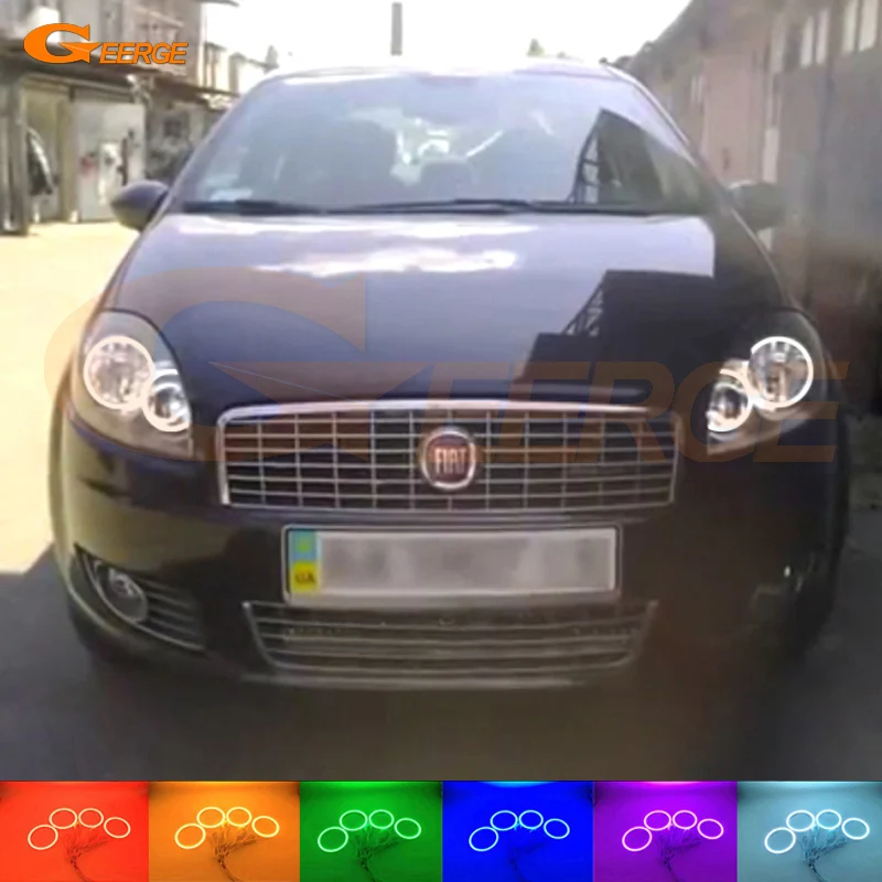 For Fiat Linea 2007-2015 Excellent Angel Eyes Multi-Color Ultra bright RGB LED Angel Eyes kit Halo Rings for ford maverick 2005 2006 2007 excellent led angel eyes kit multi color ultra bright rgb led angel eyes halo rings
