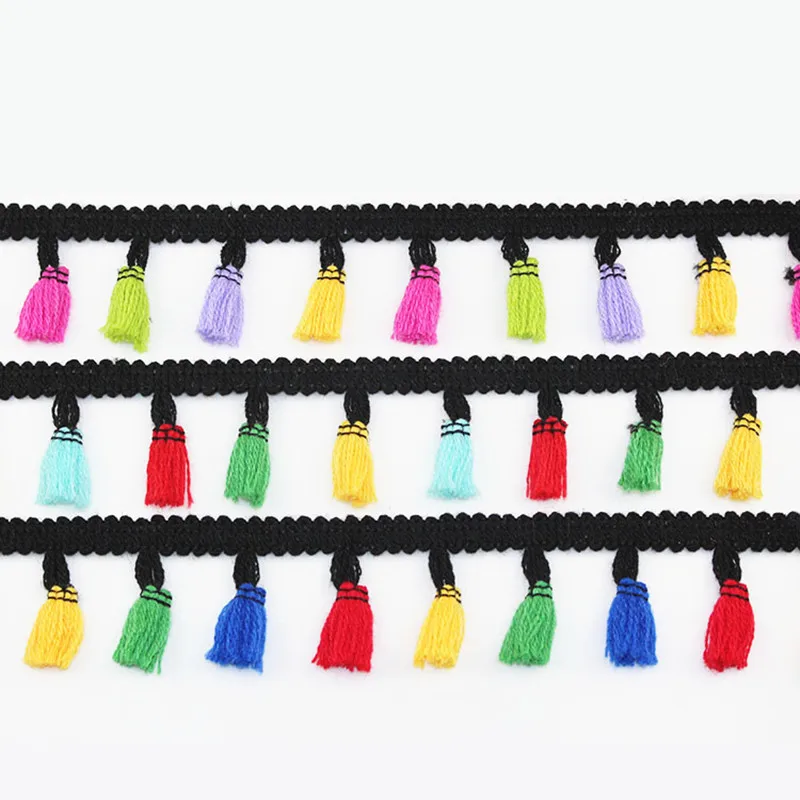 

Cotton Lace Tassel Trim 4CM Rainbow Fringe Hanging Fabric Lace Ribbon DIY Handmade Sewing Curtain Garment Hat Accessories 5yards
