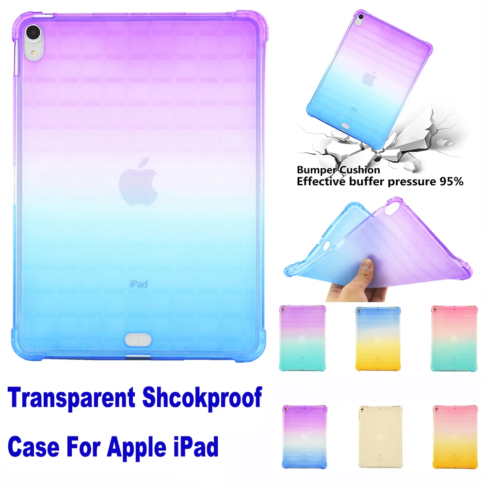 

Transparent Shcokproof Case For Apple iPad Pro 11 inch 2018 Silicone Soft back Cover Clear Gradient Color Ultra Slim Shell Cover