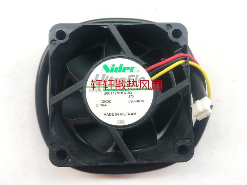 Nidec 6025 12v 0.16a U60T12MUB7-52 U60T12MUB7-53 3 линии охлаждающего вентилятора компьютера - Цвет лезвия: U60T12MUB7-53