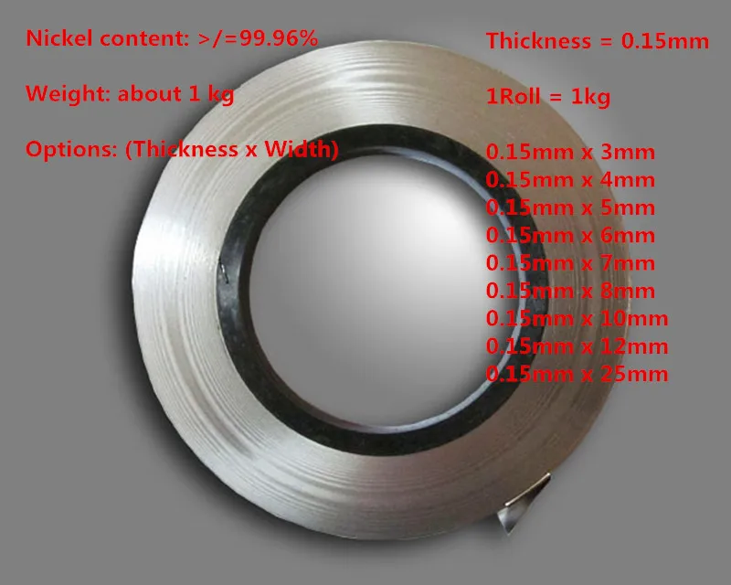 

Thickness 0.15mm Weight 1kg Pure Nickel Plate Strap Strip Sheets 99.96% for 18650 Battery Spot Welder