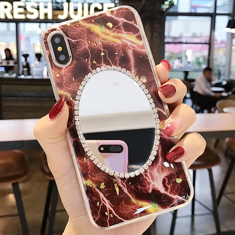 

Luxury Marble Pattern i 8 Phone Case For iPhone 8 Plus Cover For iPhone8 Plus Accessories Capa X 7 Plus 10 6 6S Mirror Gold Foil