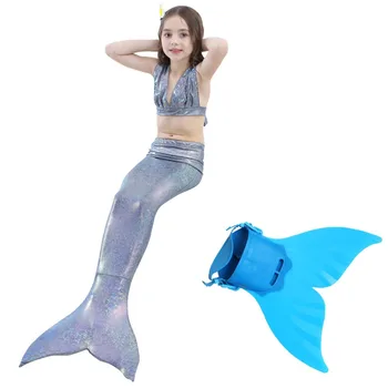 

Baby Girls Kid Cosplay Mermaid Tail Dress Costume Vest Top Mermaid Tail With Monofin Swimsuit Mermaid Costume 4PCS Bikinis Set