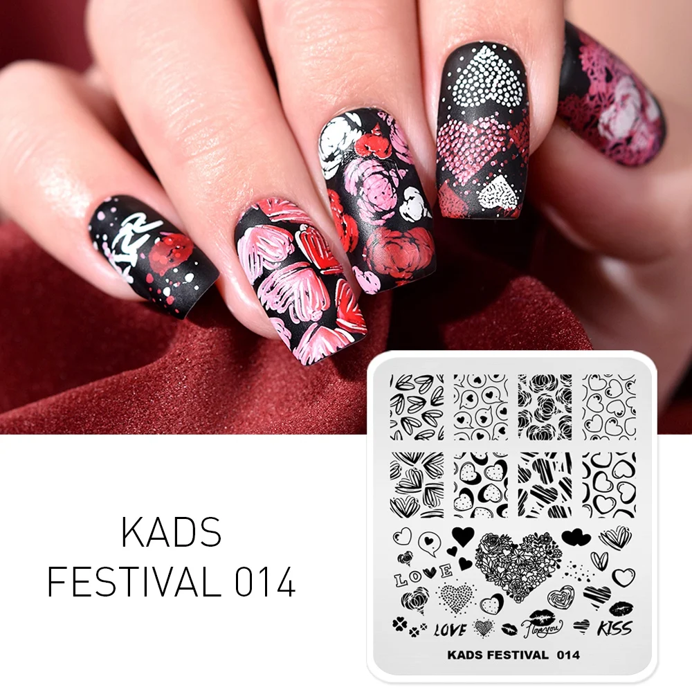 KADS Nail Stamps Nail Art Design Beauty Heart-shaped Pattern Stamping Plate DIY Nail Polish Stamping Manicure template For Nails 5