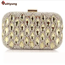 Neue Mode Hochzeitsgesellschaft Frauen Schulter Handtasche Luxus-Kristall Hrad Box Tag Erfasst Damen Abendtasche Mit Legierung Kette