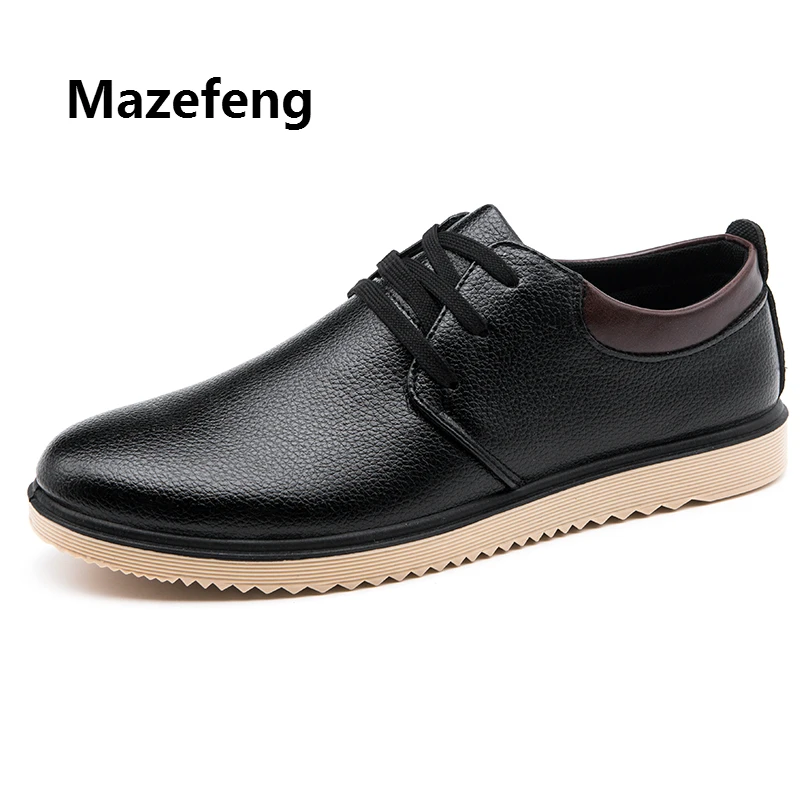 

Mazefeng 2019 New Fashion Spring Autumn Men Leather Shoes Men Dress Shoes Lace-up Male Business Shoes British Style Round Toe
