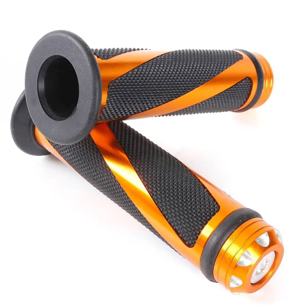 7/8 CNC Motorcycle Grips Handlebar Gel Aluminum Rubber Goldin