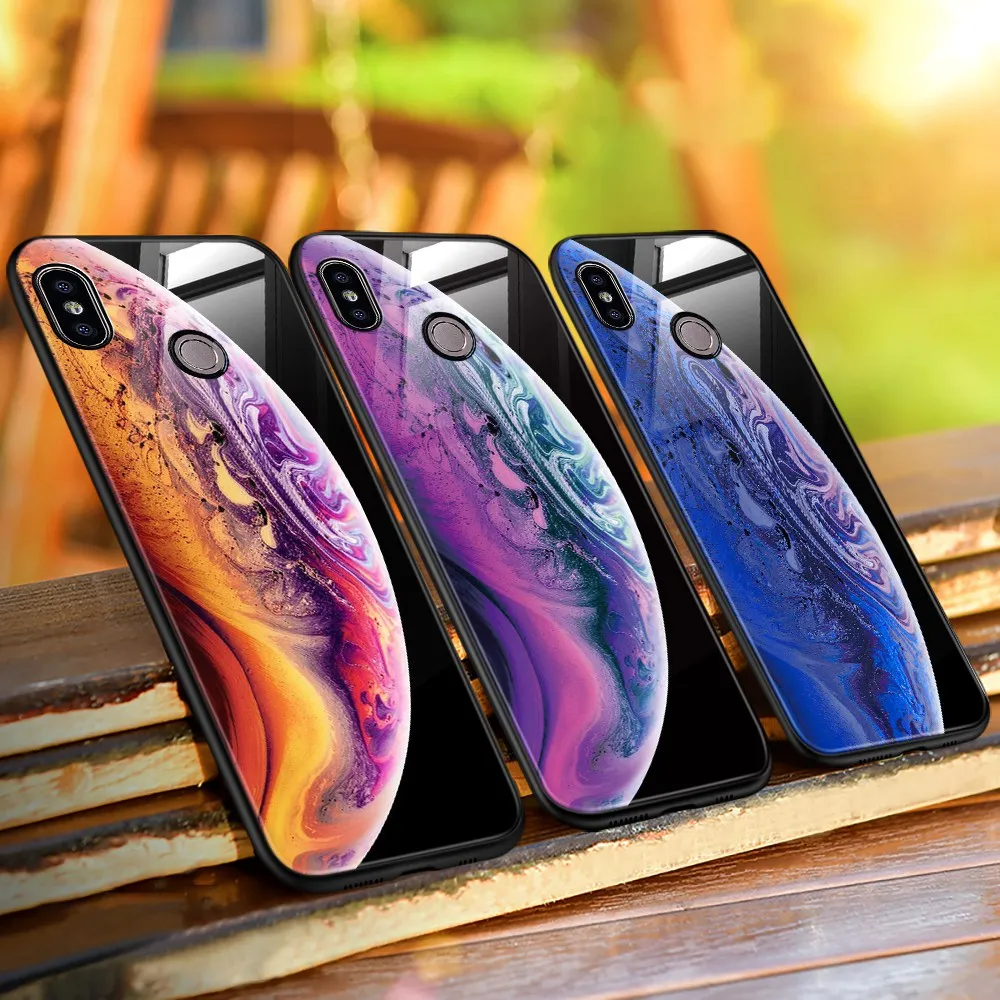 TOMKAS Space Glass Case for Xiaomi Redmi Note 5 6 Pro Cases for Pocophone F1 Silicone Cover Case for Xiaomi Redmi 4X Mi A2 Lite  (18)