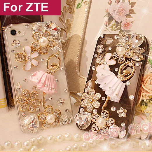 

Luxury Skirt Ballet Girl Rhinestone Case For ZTE Blade V6/D6 Nubia Z9 Z17 Z17S Z11 mini S Max N1 Axon 7 V8
