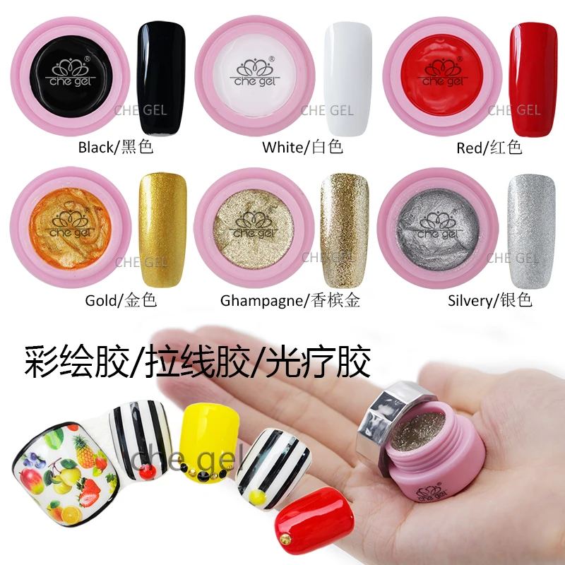 

Wholesale 3ml 6 Colors Classical Drawing Liner Painting Base Che Gel UV LED Soak Off Nail Art Gel DIY Creative Manicure Set
