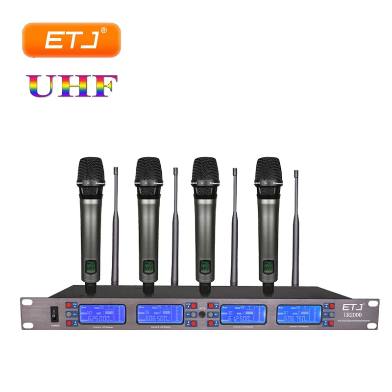 Профессиональный UHF беспроводной микрофон 4 ручной передатчик 4 канала UR2000 Beltpack гарнитура караоке-микрофоны для сцены