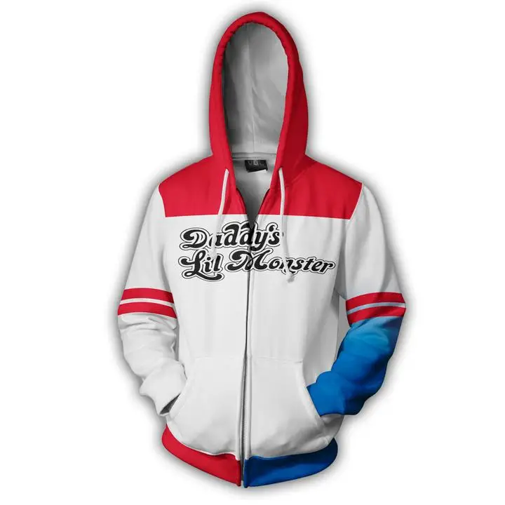 DC Comics Suicide Squad Harley Quinn Cosplay Hoodies Costumes Men Women Spring Jacket Sweatshirt Ou