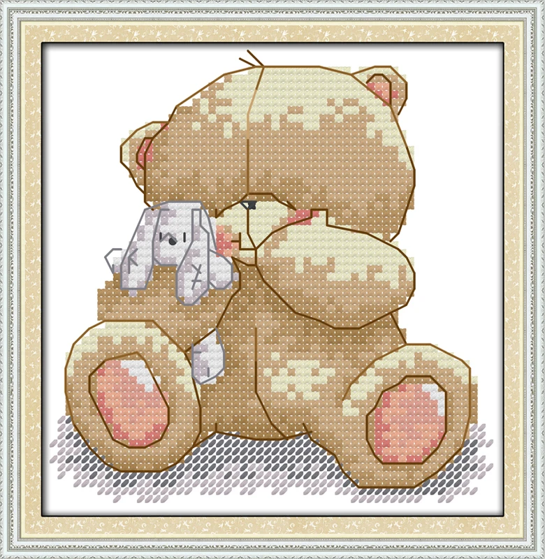 A cute bear counted printed 14CT 11CT Cross Stitch kitsembroidery needlework Sets Home Decor