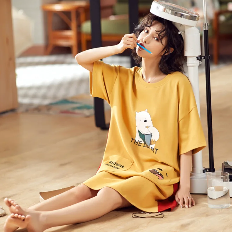 

100% cotton Ladies Nighties Sleep Dress Women Cotton Nightgowns Women Indoor Clothing 9728