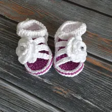 Детские сандалии Вязаные сандалии для девочек обувь для младенца-девочки подарок новорожденных сандалии с розочками цветок пинетки 0-12 м настроить