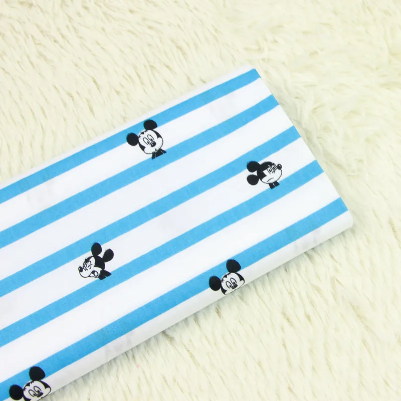 

Mickey 50cm*140cm Mint Stripes Cotton Fabric For Patchwork Quilting Cushion Textile Material Tilda Doll Cloth Sewing Telas D30