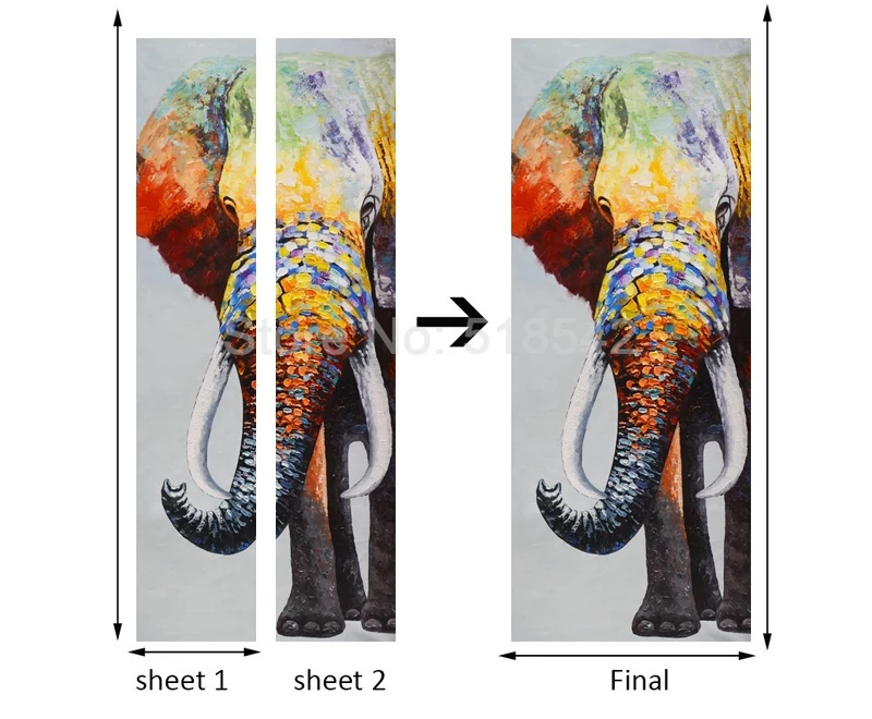 3D дверь стикеры Самоклеющиеся съемные настенные наклейки ручной работы цветные слон искусство стены рисунок с дверью Настенные обои стикер