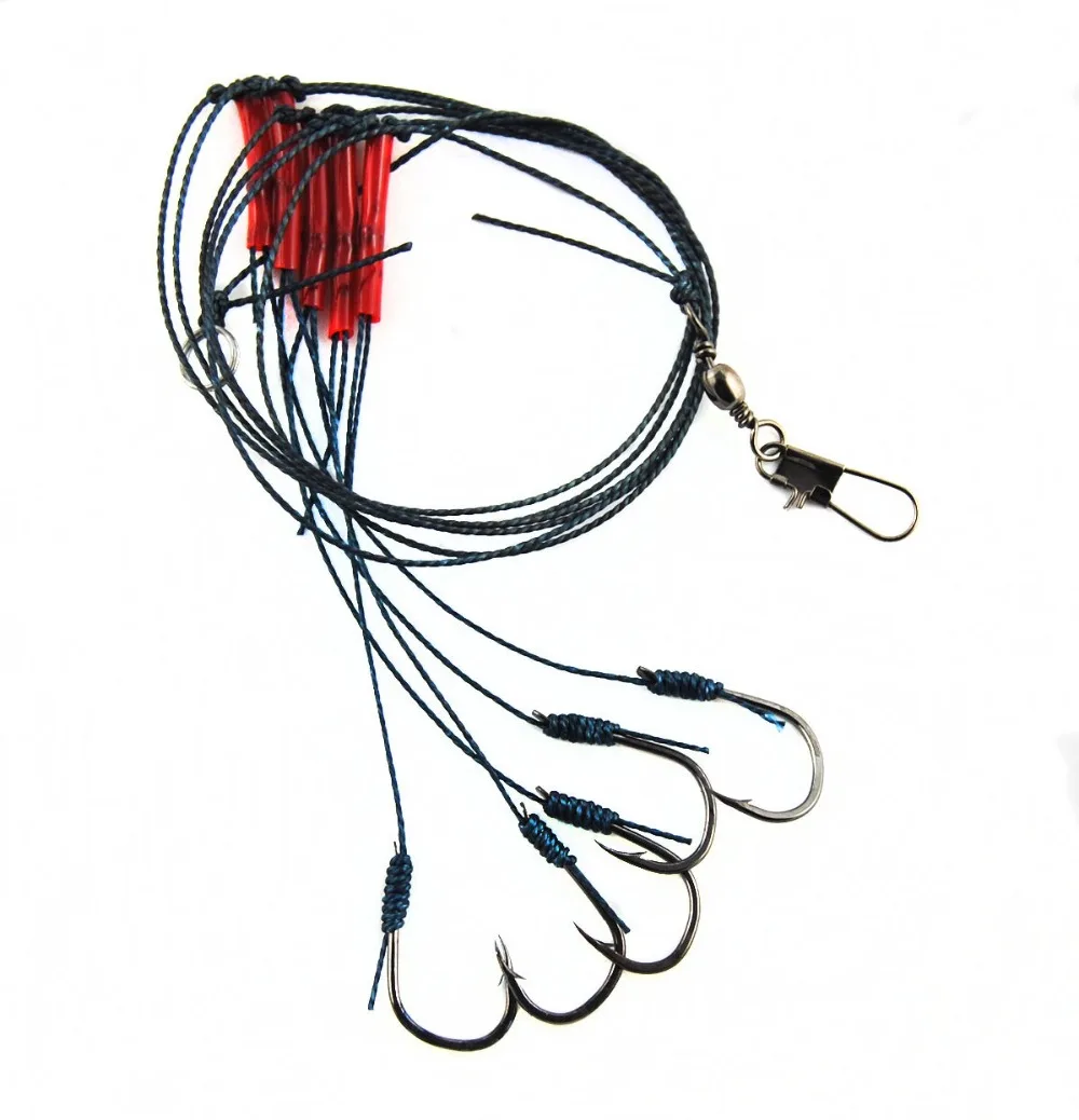 50 Packs/lot PE Braided Wire Leader Sabiki Rigs 5 Hooks Fishing Leaders Wire Rigsin Fishing