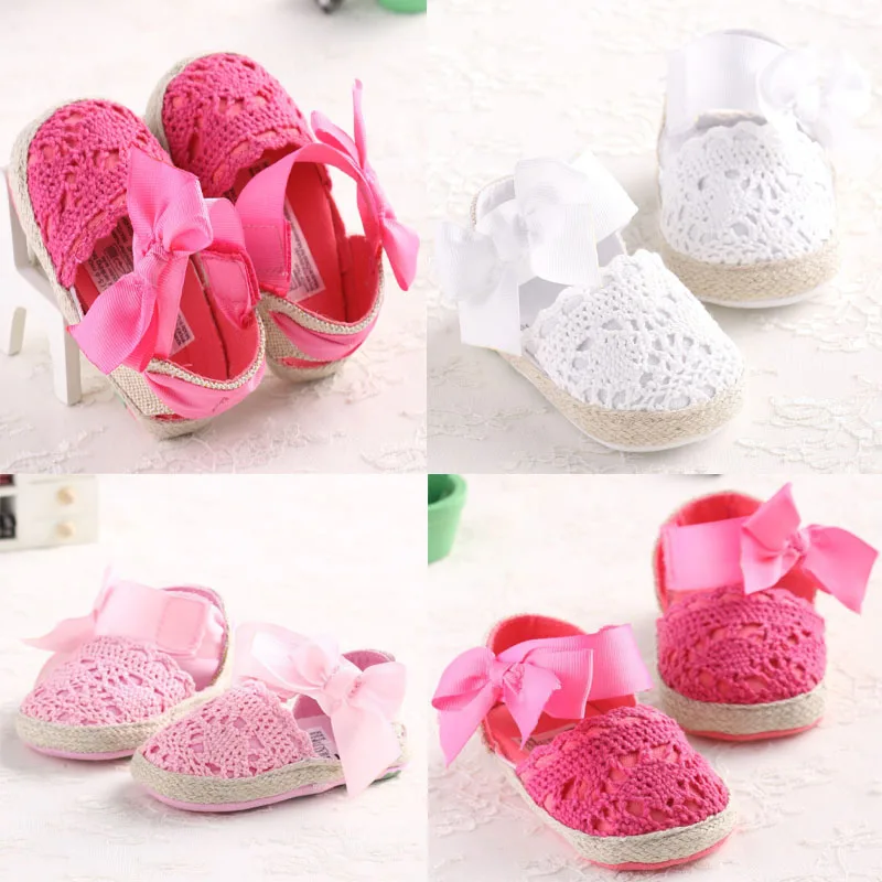 Lovely Infant Toddler Princess First Walkers Newborn Baby Girls Kid Prewalker Soft Soled Shoe Bow Dress Knitting Shoes Footwear 1