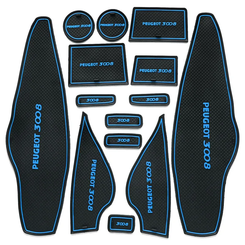 

14Pcs Lot Car Interior Upholstery For Peugeot 3008 Rubber Mat Car Accessories Non-Slip Mat Auto Accessories Interior