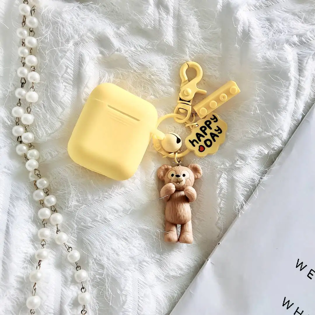 С кольцом для ключей аксессуары для AirPods чехол милый мультфильм висящий орнамент силиконовый чехол беспроводные наушники крышка для Air pods 2