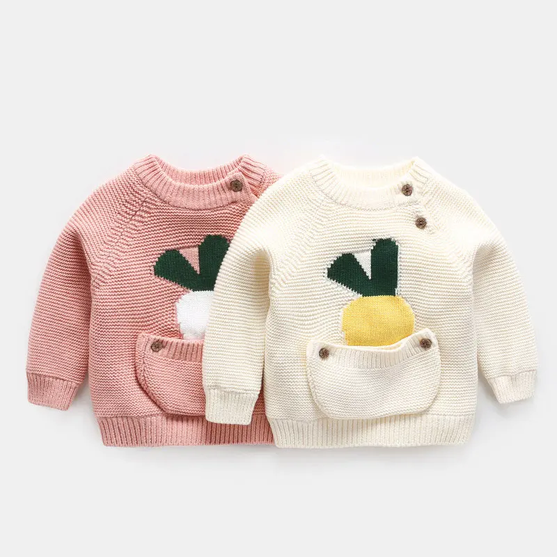 

0-2 Years Old Baby Girl Sweater 2018 Winter Baby Boys Knitting Thickening Plus Velvet Sweater Warm Rabbits Children's Clothes
