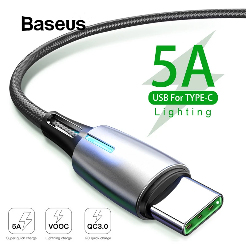 

Baseus Upgrade USB Type C Cable 5A Quick Charge for Huawei P20 Pro 2A Fast Charging USB-C Cable for Xiaomi redmi note 7