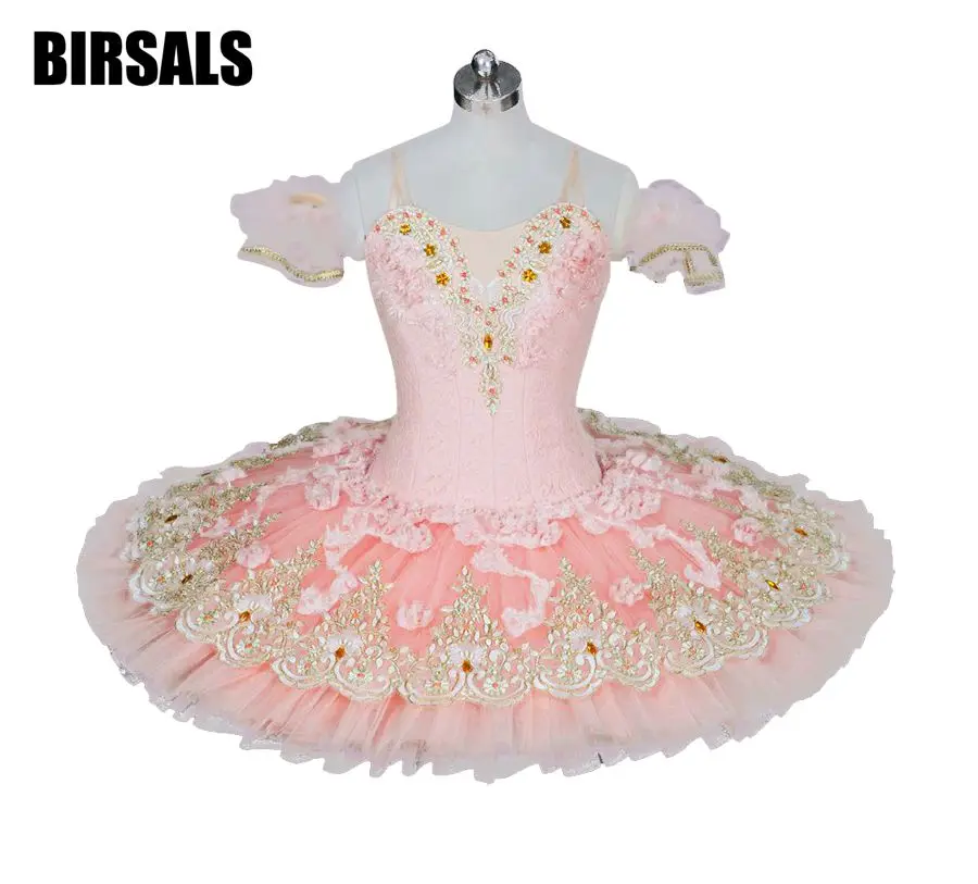 Sugar Plum Fairy Peach Pink Women Flower Professional Pancake Tutu Adult Ballerina Platter Tutu KidsBT9028