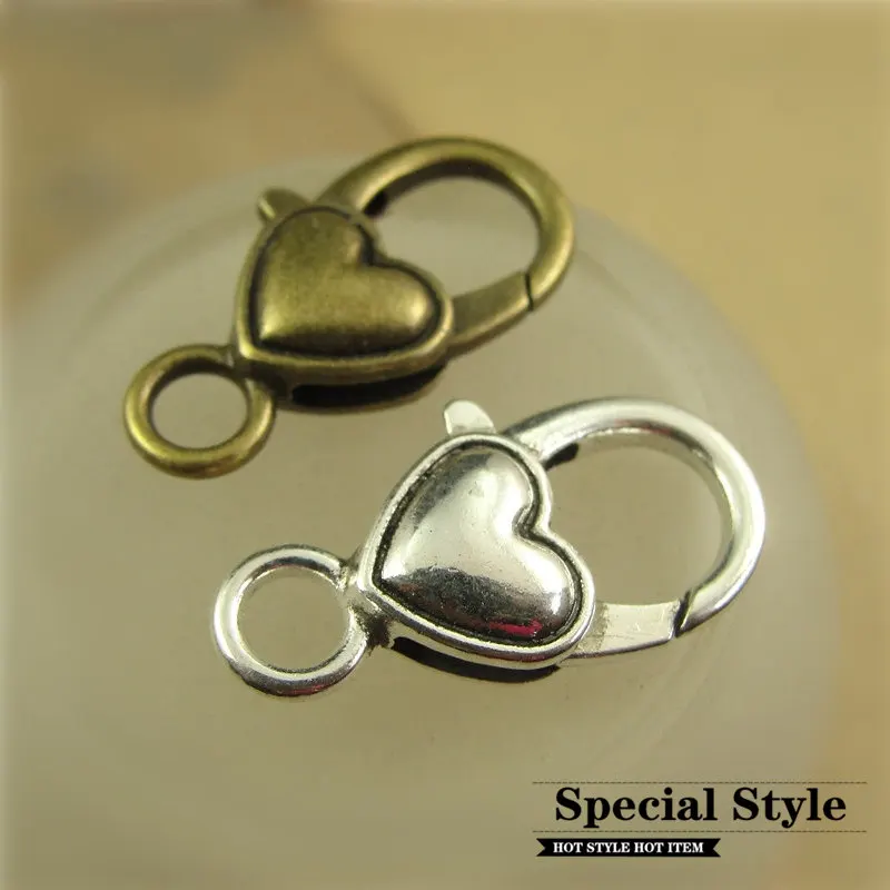 

heart shape lobster clasp hooks antique silver bronze keychains buckle bag keyring Making alloy Accessories finding 40pcs 5211A