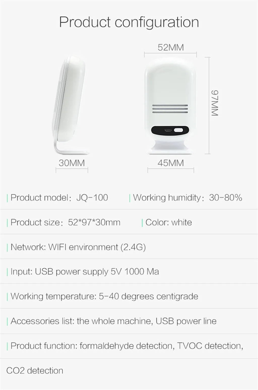 ЖК-Интеллектуальный wifi домашний счетчик смога CO2 HCHO TVOC анализатор качества воздуха детектор датчик контроль температуры и влажности