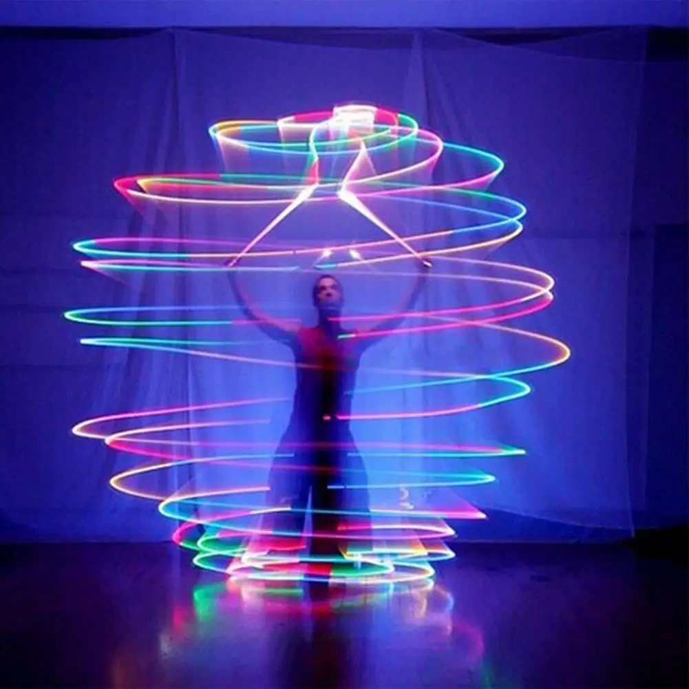 Красочный RGB светодиодный POI бросили шары профессиональный уровень танца живота ручной реквизит сценическое представление 4 мяча+ 4 веревки