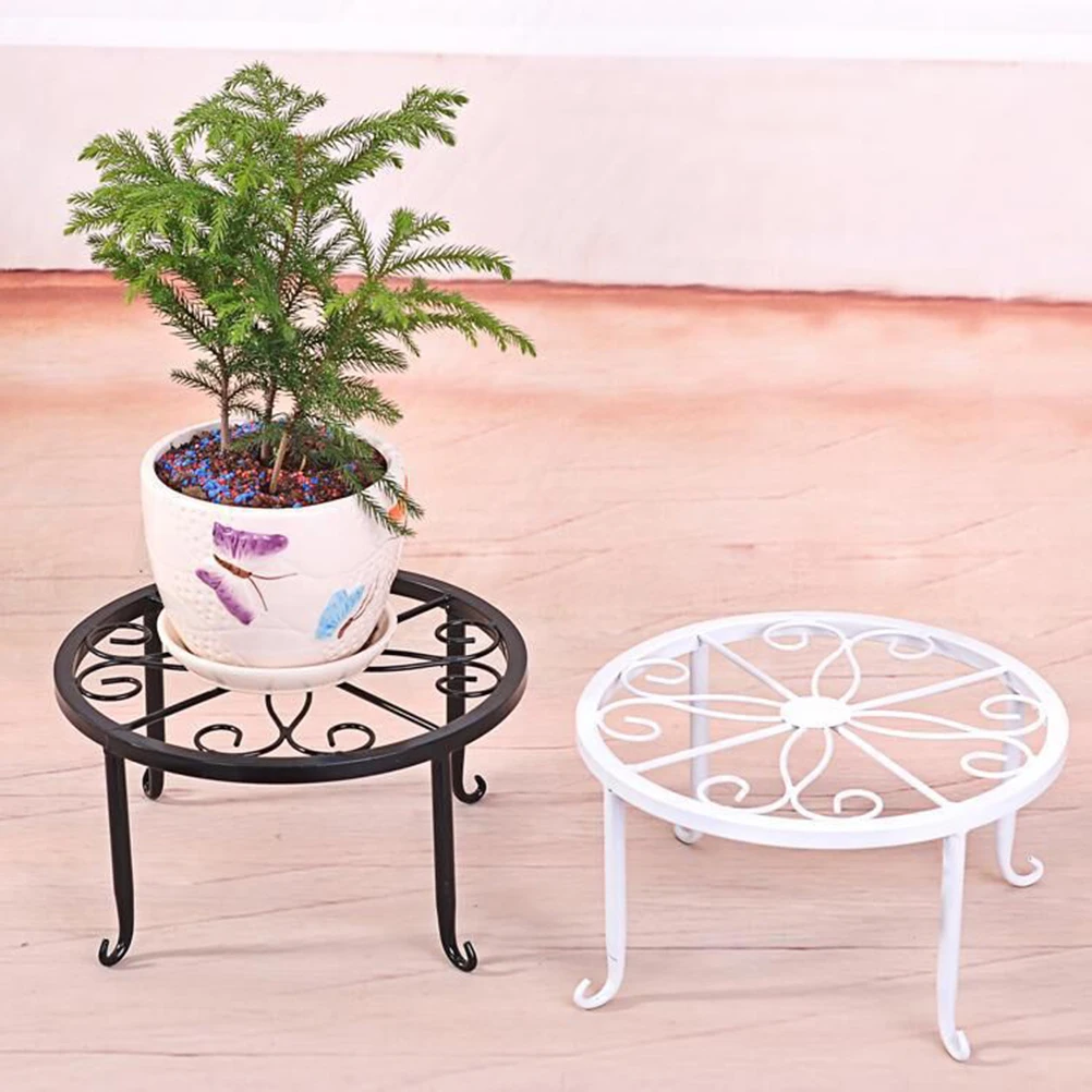 24x24x13cm Indoor Outdoor Plant Stand Metal Flowerpot Stand Round Iron Plant Pot Holder