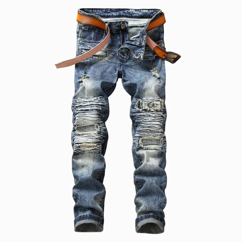 Idopy Men`s Biker Jeans Ripped Brand Designer Destroyed Distressed ...