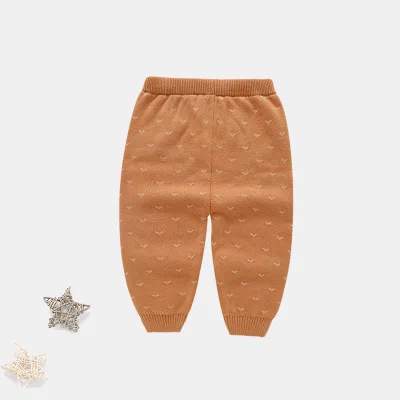 Вязаные длинные штаны с принтом в горошек для маленьких девочек зимние детские модные хлопковые эластичные штаны теплые хлопковые леггинсы для малышей AA12203 - Цвет: as picture 6