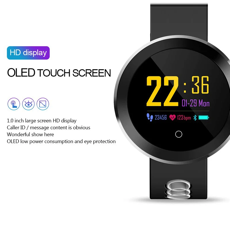 

Q8Pro Bluetooth Smart Watch Heart Rate Blood Pressure Fitness Bracelet HD Screen Touch Control for Android IPhone Samsung Huawei