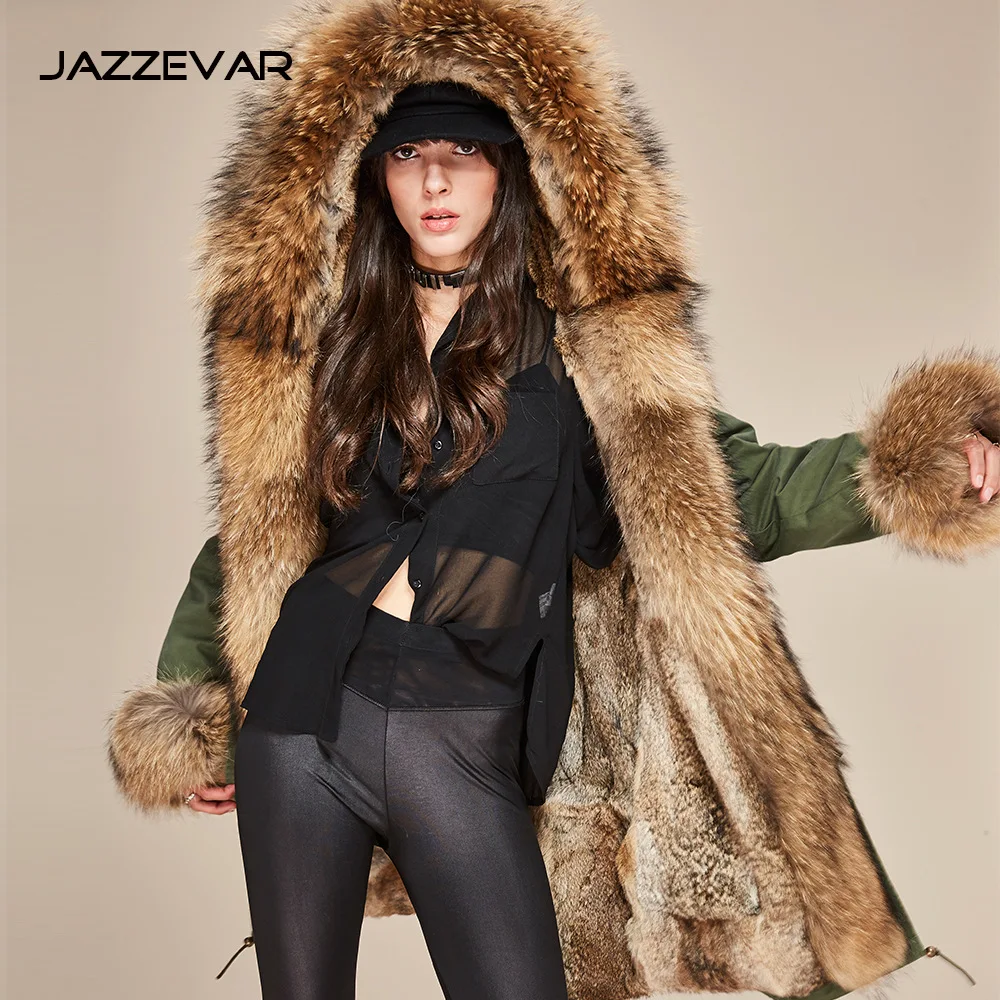 

Jia ze China 2017 new winter dress raccoon rabbit fur parka female long coat