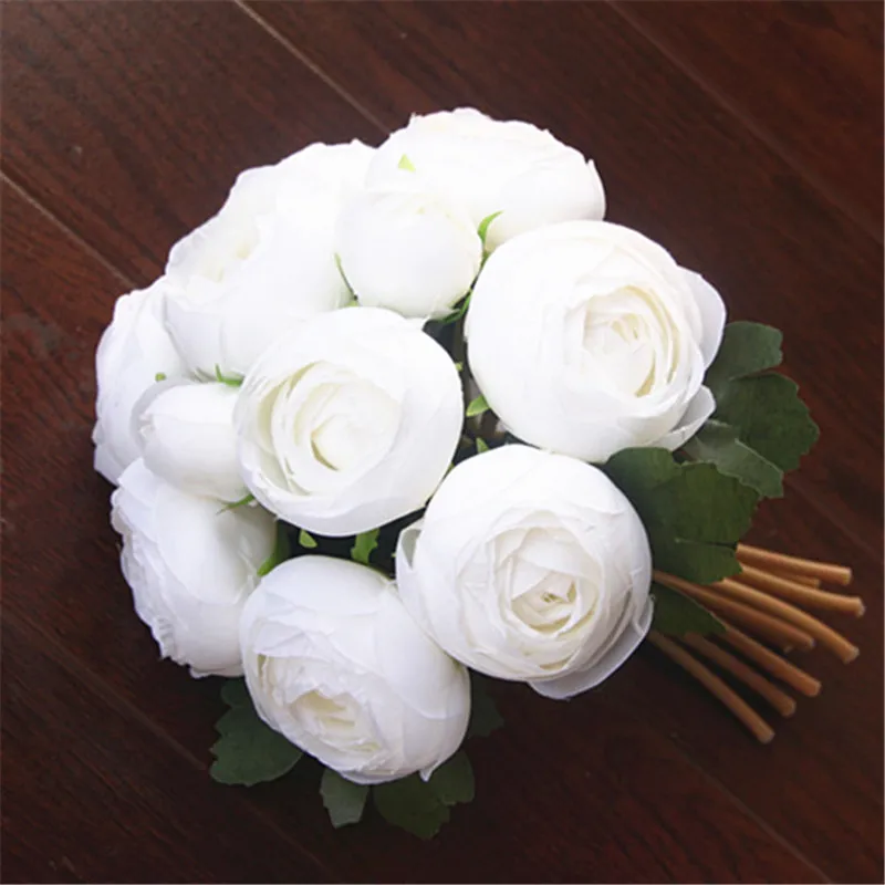 Белый 9 ''мягкий Шелковый цветок Лютик 2 букета(каждый 10 стеблей) искусственные цветы для свадьбы/украшения дома белый цвет шампанского