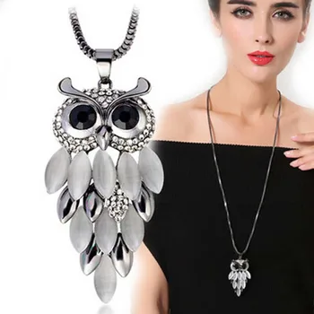 

Women Fashion Charming Animal Pendant Long Sweater Chain Necklace Jewelry Gift Elephant Swan Owl Necklaces & Pendants For Party