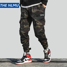 Хип-Хоп камуфляж карго Мужские штаны для бега карманы брюки уличная Мужская Harajuku мужские с эластичной резинкой на поясе и на штанах Camou HW316