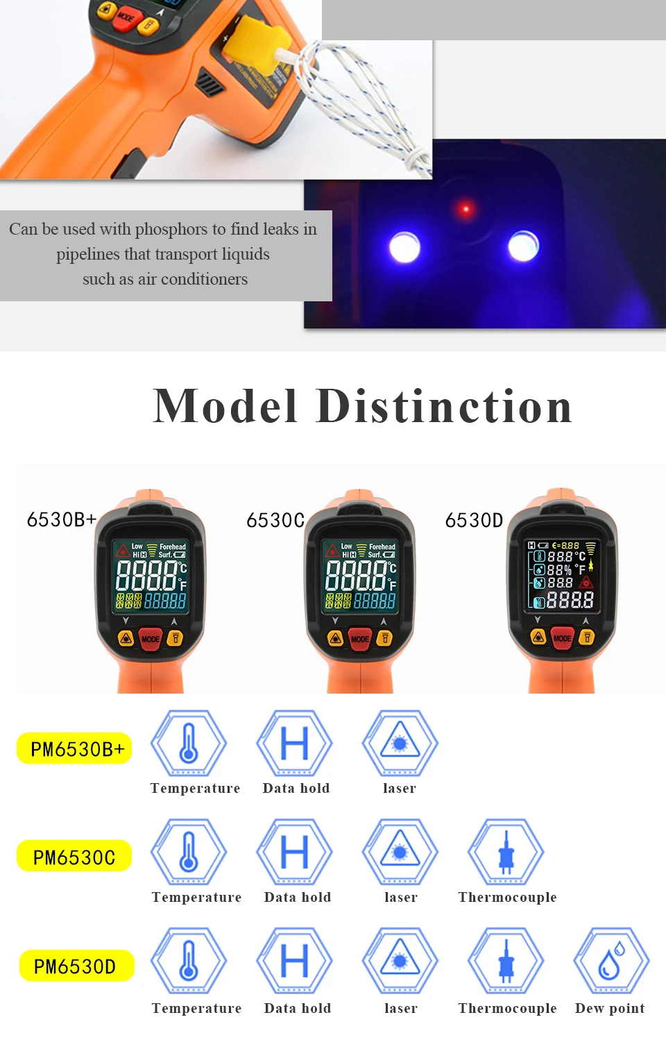 PEAKMETER PM6530B+ лазерный lcd цифровой ИК инфракрасный термометр измеритель температуры пистолет точечный-50~ 550 градусов Бесконтактный термометр