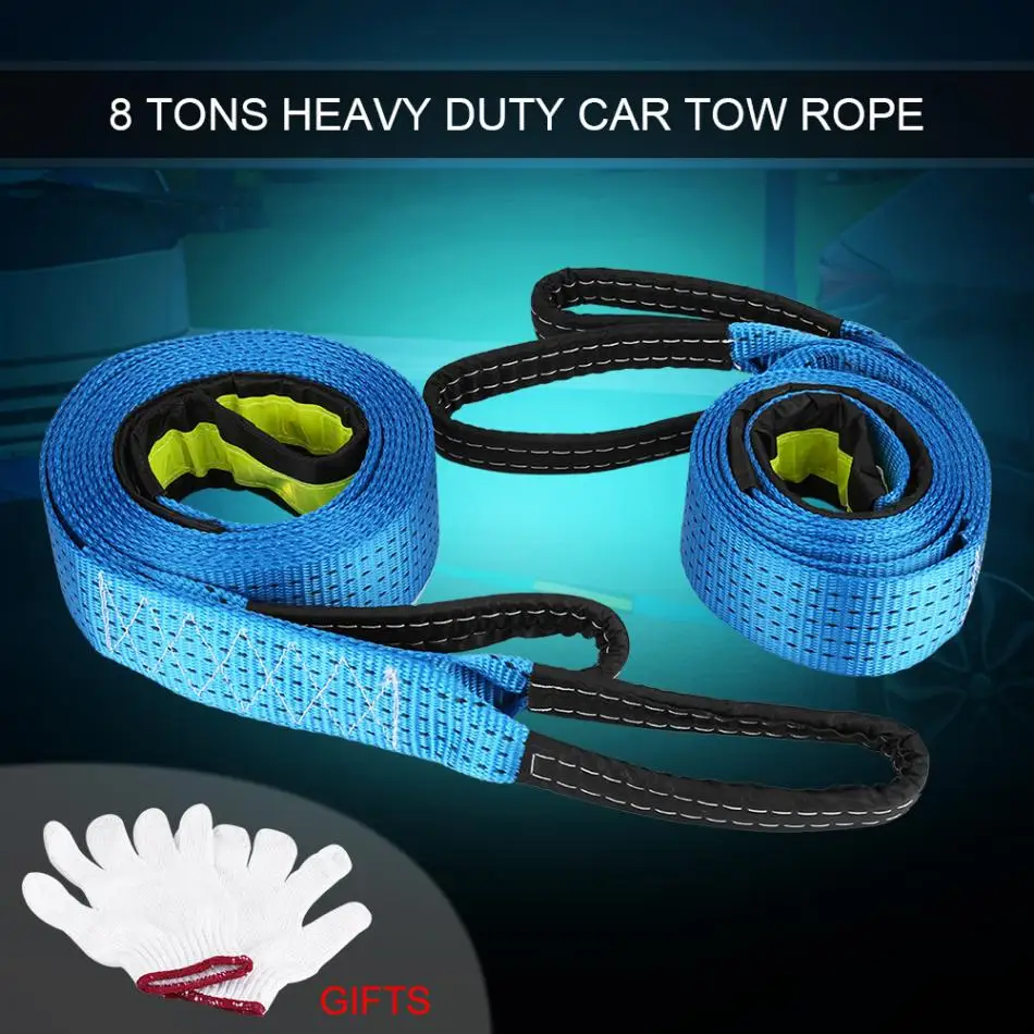 مقطورة سيارة حبل للسحب الطريق الانتعاش سحب كابل مع عاكس قطاع السنانير 8 طن 5 متر