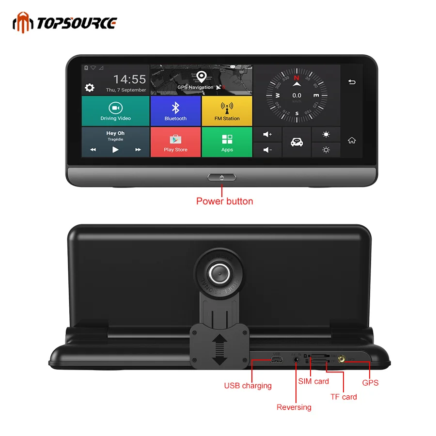 Автомобильный видеорегистратор TOPSOURCE Android 5 1 4G 8 дюймов автомобильная камера Wi Fi