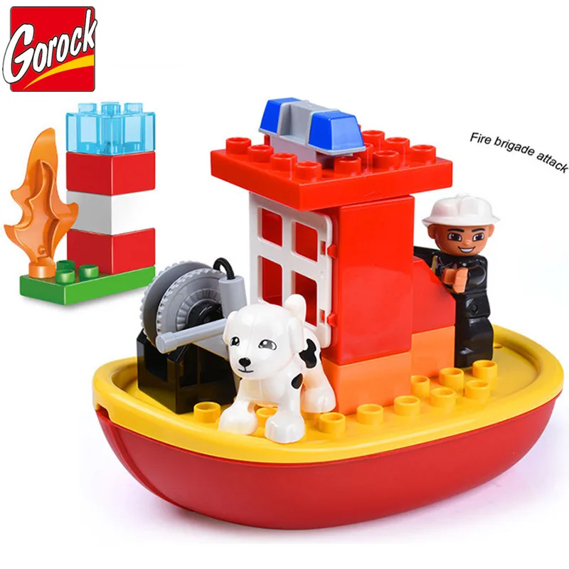 

GOROCK 1011 City Fire Boat Bricks Big Size Building Blocks Baby Toys Brinquedos Action Figure Educational Toys for Children