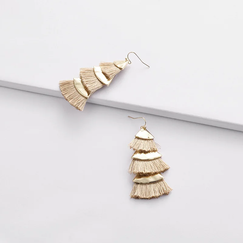 

Fashion Brincos Triple Layers Fringed Tassel Earring Women Drop Dangle Earrings Jewelry for Lady