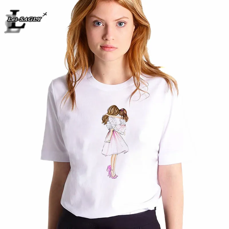 

Lei SAGLY Super Mama Female T Shirt Summer Women 2019 Cute Girl Mom Print Korean Style Streetwear Shirt Casual Vogue T-Shirts