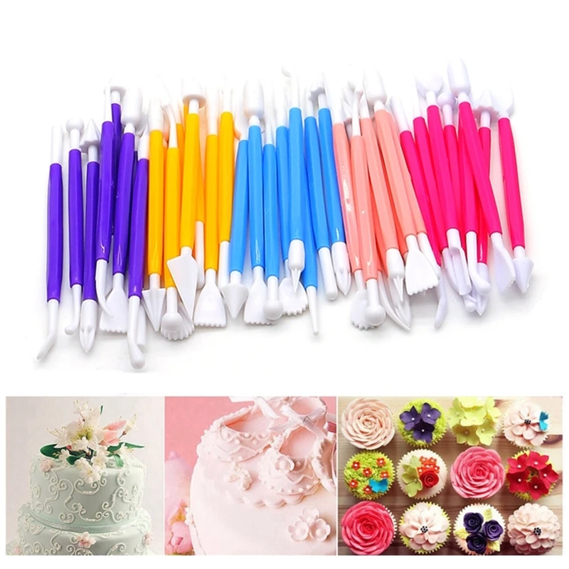 

8PCs/Set Sugar Craft Fondant Cake Pastry Carving Cutter Flower Clay Modelling Chocolate Decorating Plastic Baking Craft Tool Set