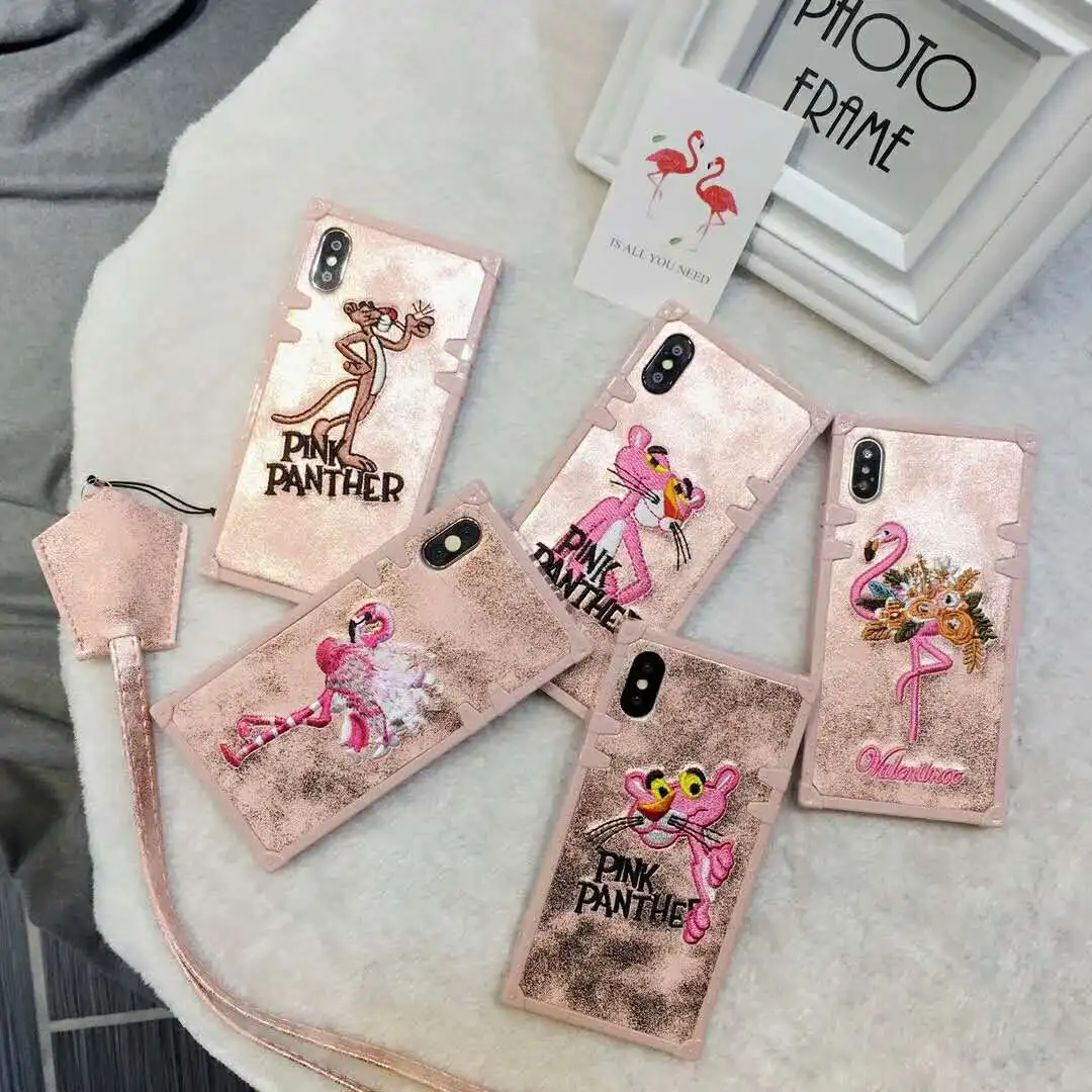 

New Cartoon Retro Leather Embroidered Mobile Shell For Vivo X9 X9S X20 X21 Plus All-inclusive Square Angle Drop Soft Case