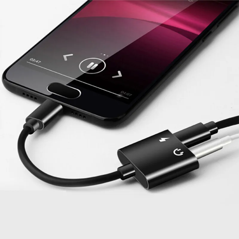 

USB Type-C Audio Charging Adapter 2 in 1 Type C Male to Female 3.5mm Headphone Jack + Charging Converter For Huawei P20/P20 Pro